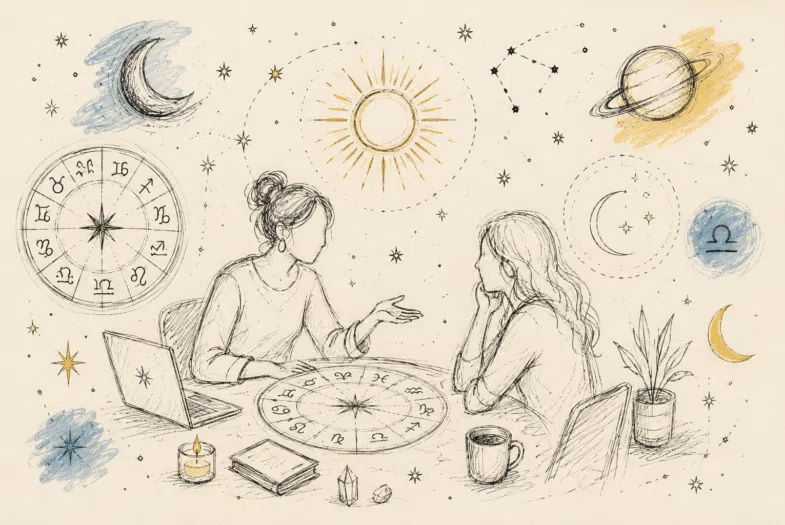 Représentation symbolique du thème astral en consultation d'astrologie psychologique