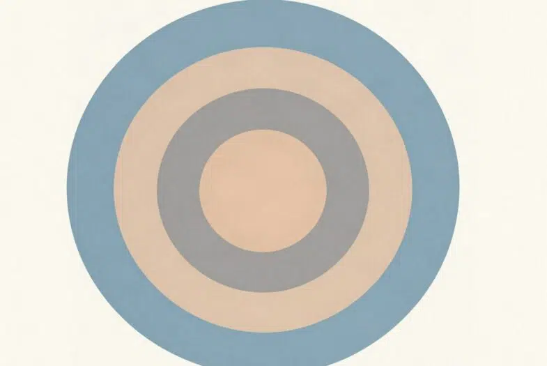 Trois cercles emboîtés de taille croissante, image des trois niveaux d'attention